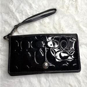 Coach Black Patent Leather Wristlet